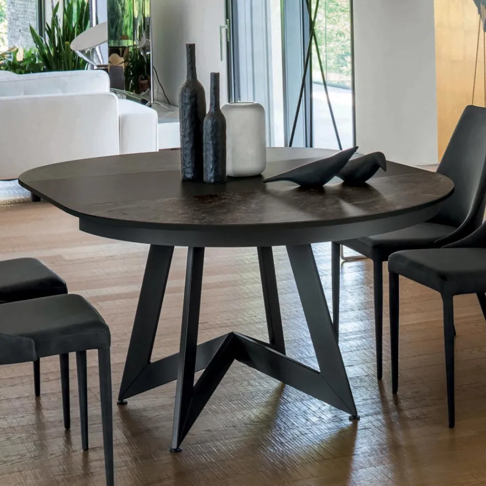 Kulatý jídelní stůl s rozkládací deskou na 180 cm Made in Italy - Muschio Viadurini
