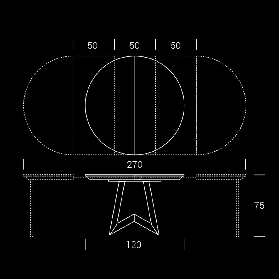 Kulatý jídelní stůl Rozkládací na 270 cm z keramiky Made in Italy - Muschio Viadurini