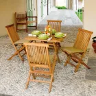 Čtvercový zahradní stůl 80x80 cm Vyrobeno z Teaku - Amico Viadurini