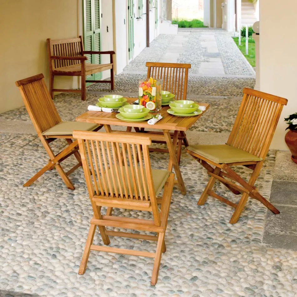 Čtvercový zahradní stůl 80x80 cm Vyrobeno z Teaku - Amico Viadurini