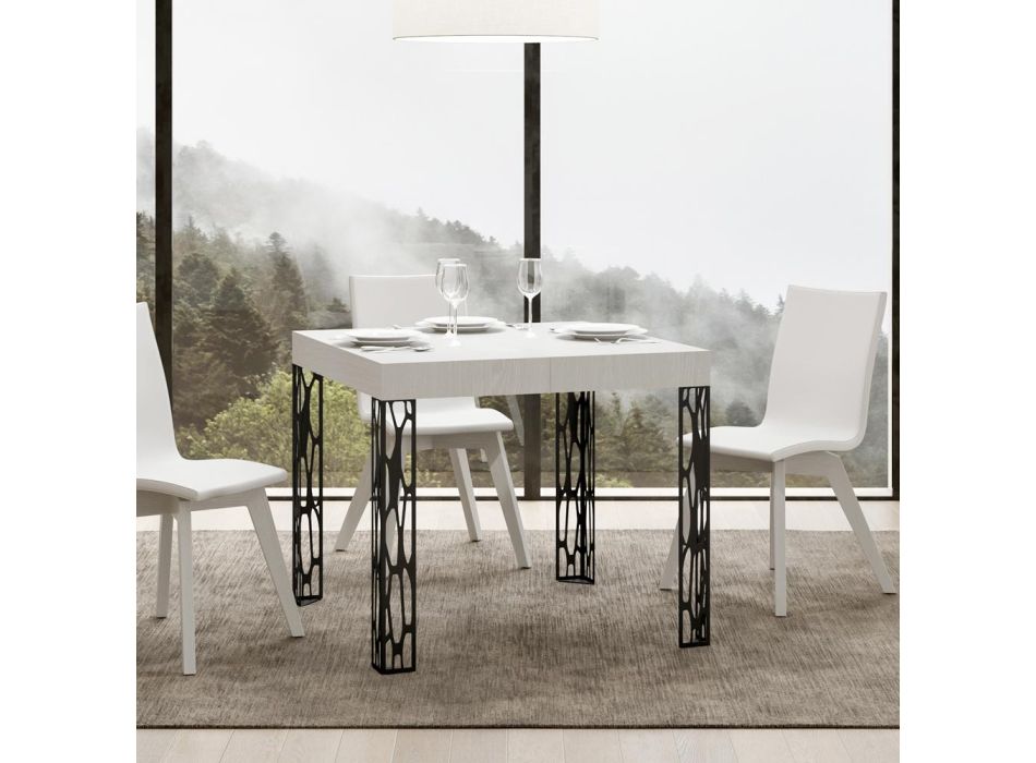 Čtvercový stůl Rozkládací na 246 cm ze dřeva a železa Made in Italy - Fiume Viadurini