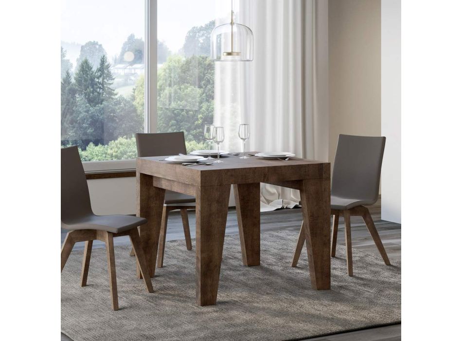 Čtvercový stůl Rozkládací na 246 cm ze dřeva Made in Italy - Květina Viadurini