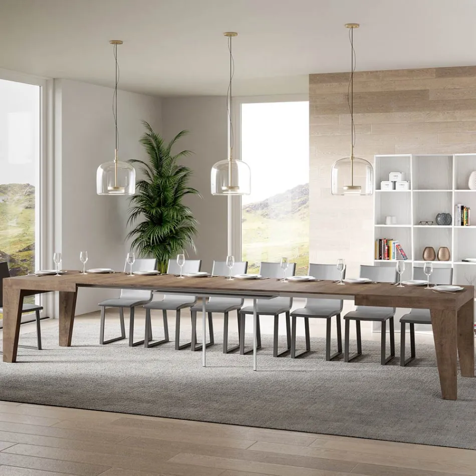 Čtvercový stůl Rozkládací na 440 cm ze dřeva Made in Italy - Květina Viadurini