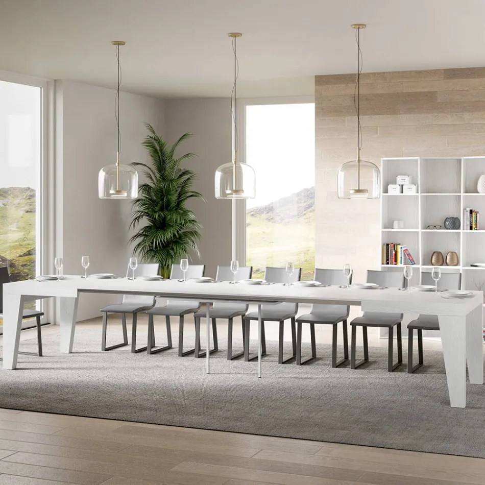 Čtvercový stůl Rozkládací na 440 cm ze dřeva Made in Italy - Květina Viadurini