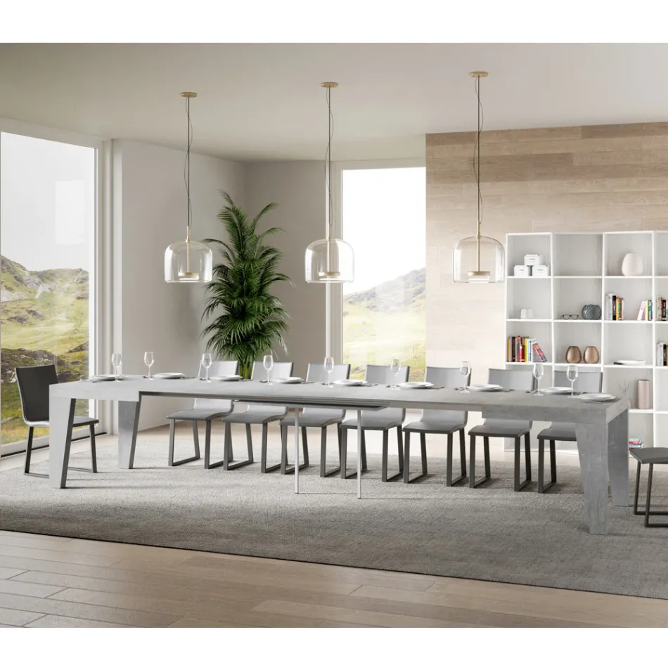 Čtvercový stůl Rozkládací na 440 cm ze dřeva Made in Italy - Květina Viadurini