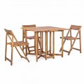 Čtvercový venkovní stůl z akáciového dřeva se 4 skládacími židlemi - šalvěj