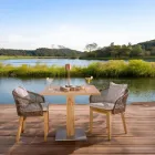 Čtvercový venkovní stůl z teaku a kovu - Marie Viadurini