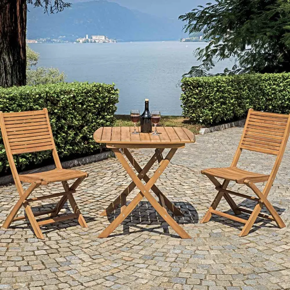 Čtvercový venkovní stůl vyrobený z akáciového dřeva - Západ slunce Viadurini