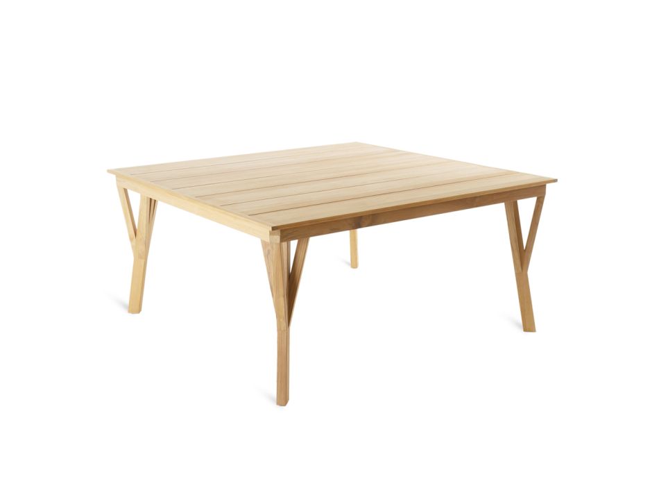 Čtvercový zahradní stůl z teakového dřeva Made in Italy - Oracle Viadurini