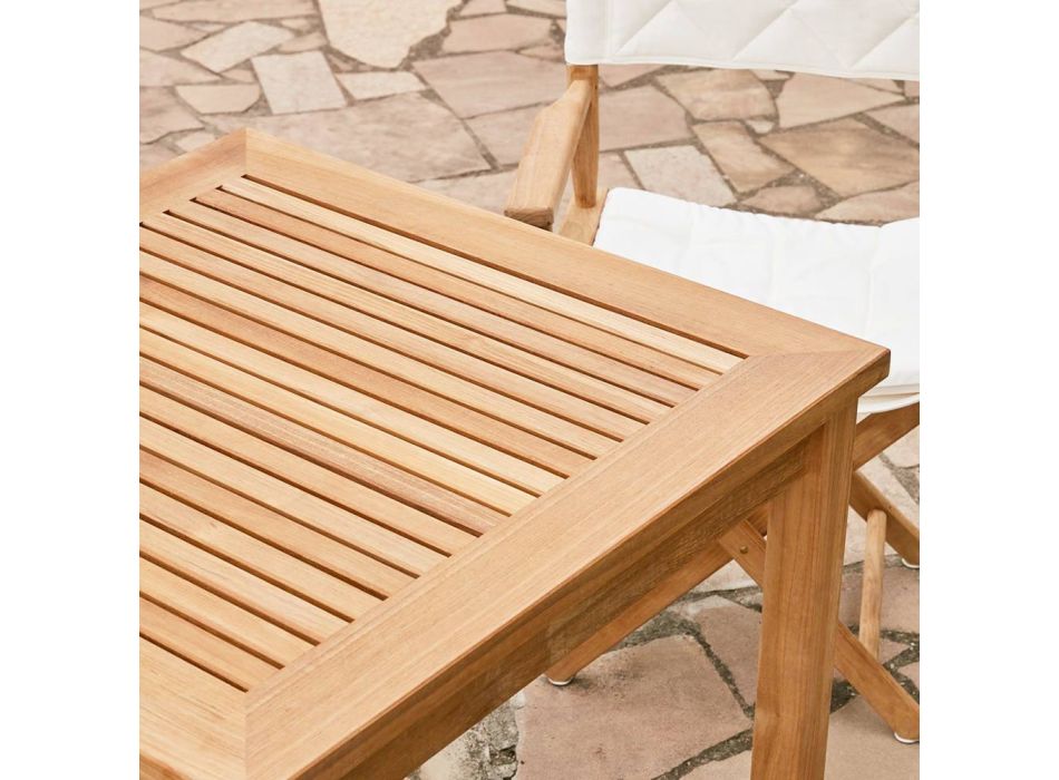 Čtvercový zahradní stůl z teaku Made in Italy - Sleepy Viadurini