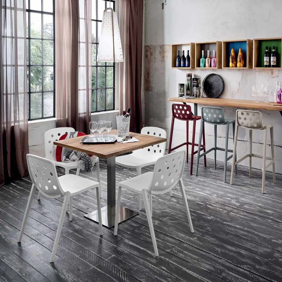 Čtvercový stůl z HPL saténové nerezové oceli Vyrobeno v Itálii - Objektiv Viadurini