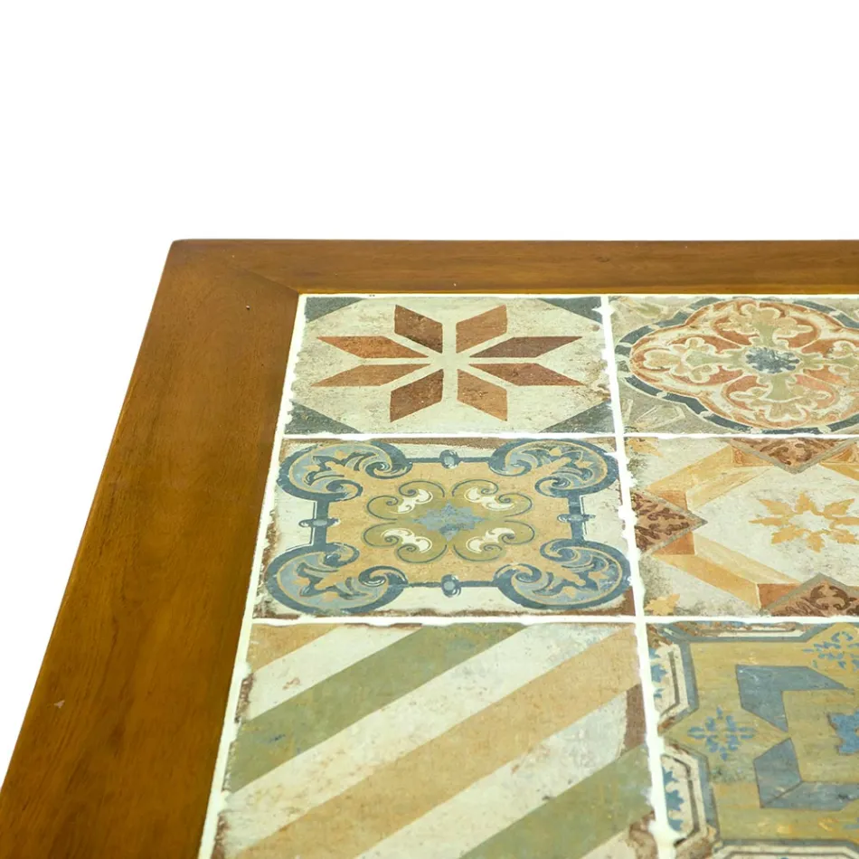 Čtvercový stůl z akáciového dřeva a keramické desky - technický popis Viadurini