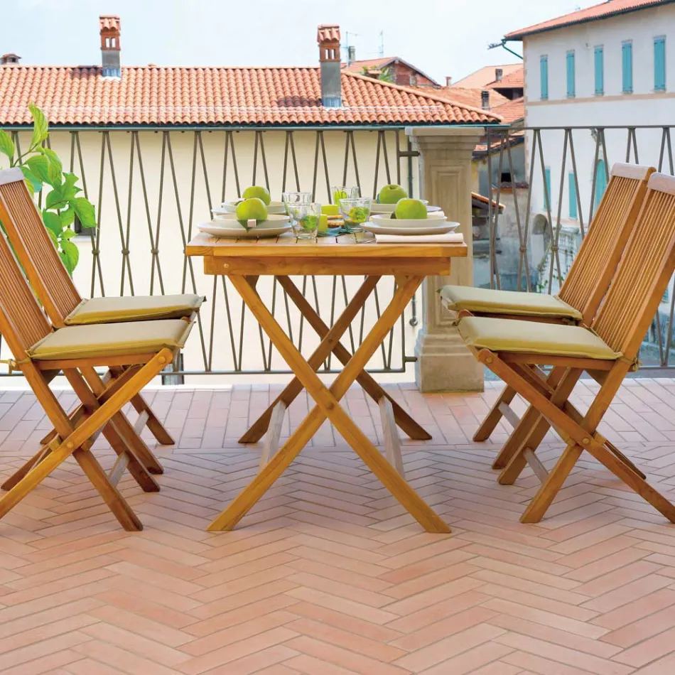 Obdélníkový zahradní stůl 120x70 cm Vyrobený z Teaku - Alba Viadurini