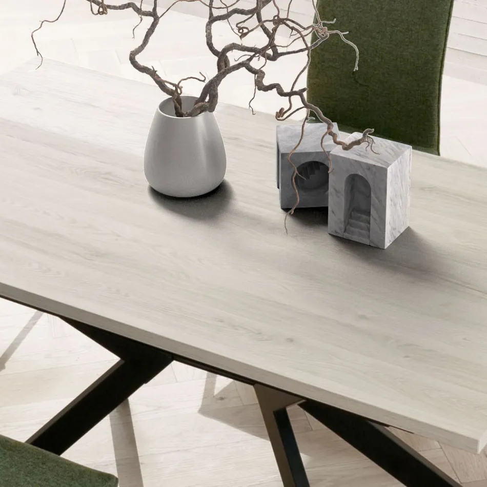 Obdélníkový stůl rozkládací na 260 nebo 300 cm z HPL a kovu - Charmy Viadurini