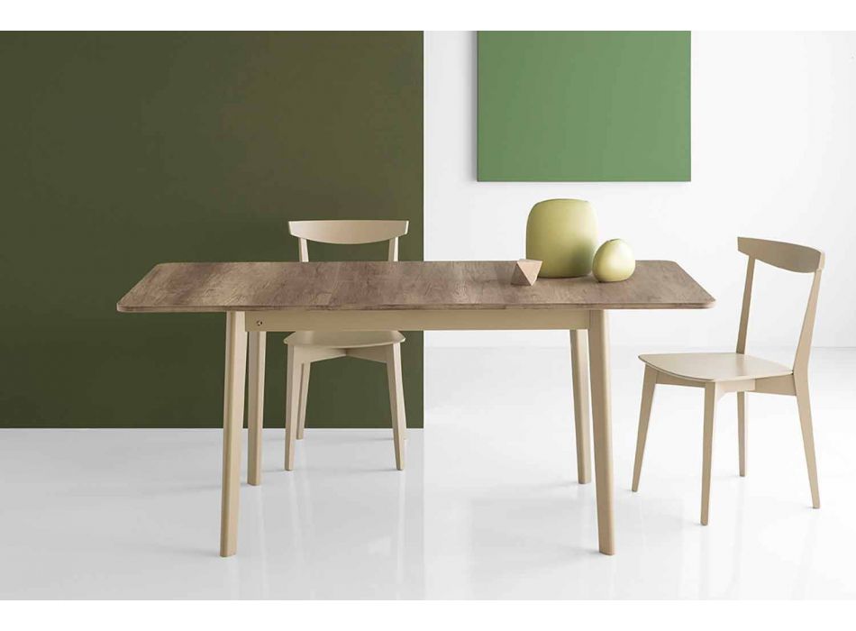 Rozkládací obdélníkový stůl do 170 cm ve dřevě Vyrobeno v Itálii - večeřet Viadurini