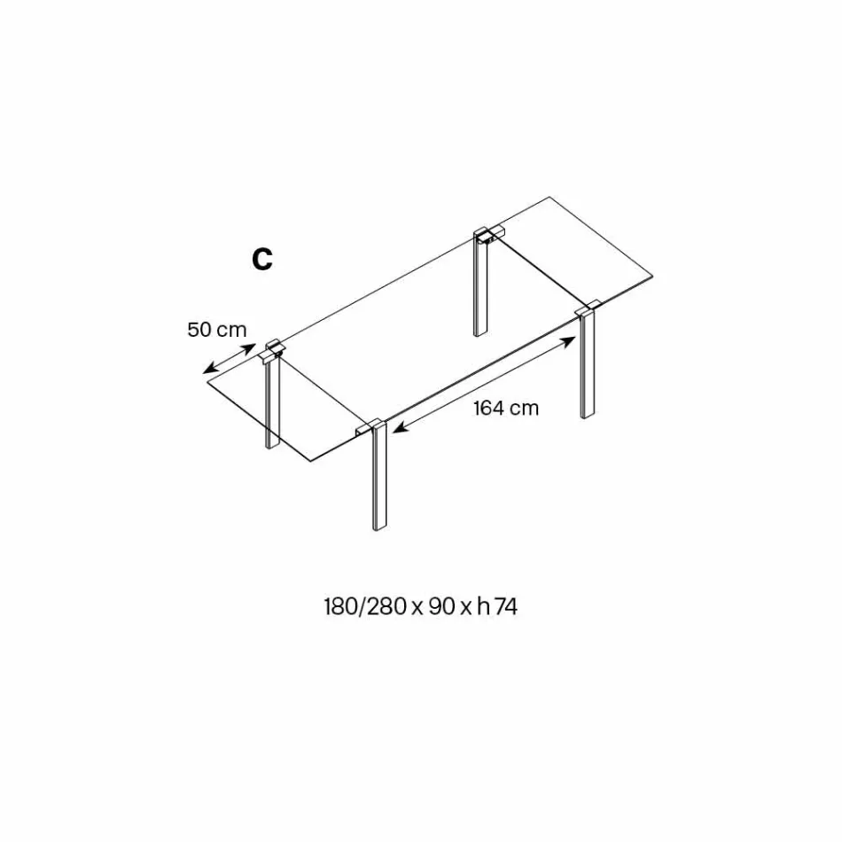 Rozkládací obdélníkový stůl v průhledném skle Vyrobeno v Itálii - Sopot Viadurini