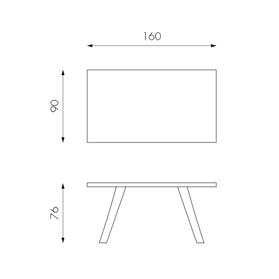 Obdélníkový stůl s deskou z dubové dýhy a hliníkovou základnou - Logan Viadurini