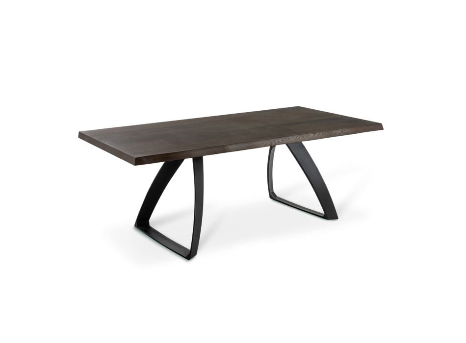 Obdélníkový stůl s deskou z dubové dýhy a hliníkovou základnou - Logan Viadurini