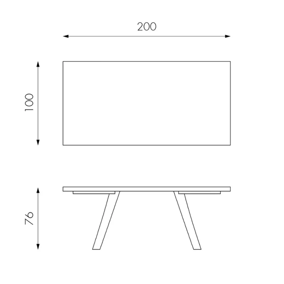 Obdélníkový stůl s deskou z dubové dýhy a hliníkovou základnou - Logan Viadurini