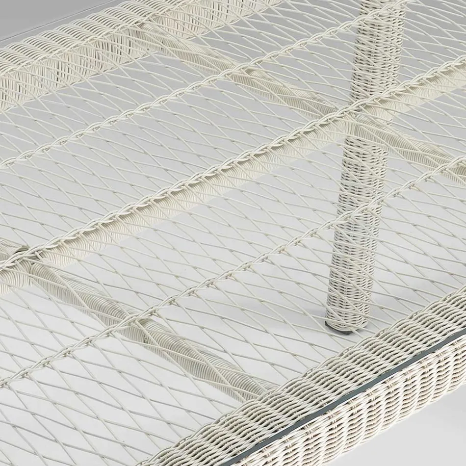 Obdélníkový venkovní stůl z polyratanu a skla - Gigi Viadurini