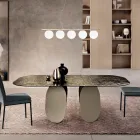 Obdélníkový stůl z tepaného skla se stříbrným podkladem, vyrobený v Itálii - Almo Viadurini