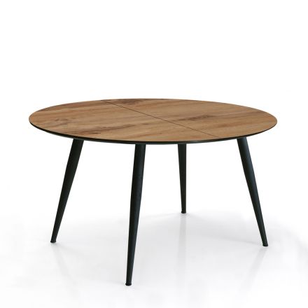 Kulatý stůl Rozšiřitelný na 150 cm Povrchová úprava světlý ořech - Capone Viadurini
