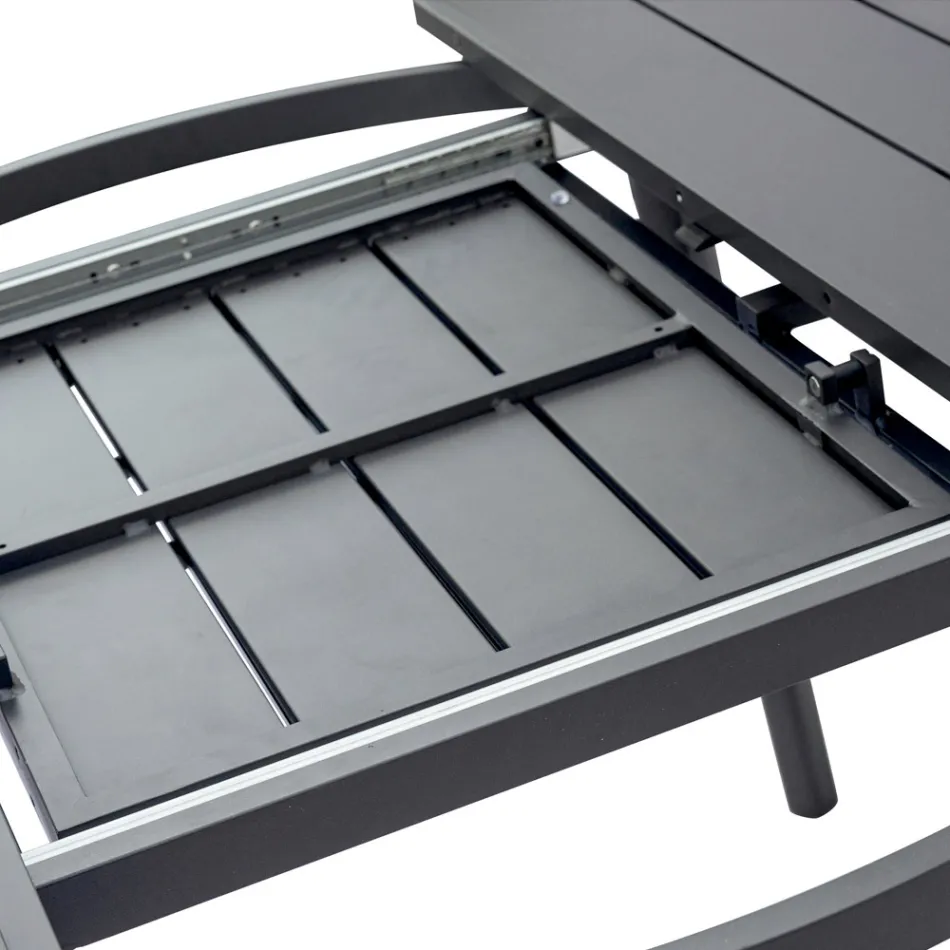 Rozkládací kulatý stůl z antracitového hliníku (170 cm) - Rivara Viadurini