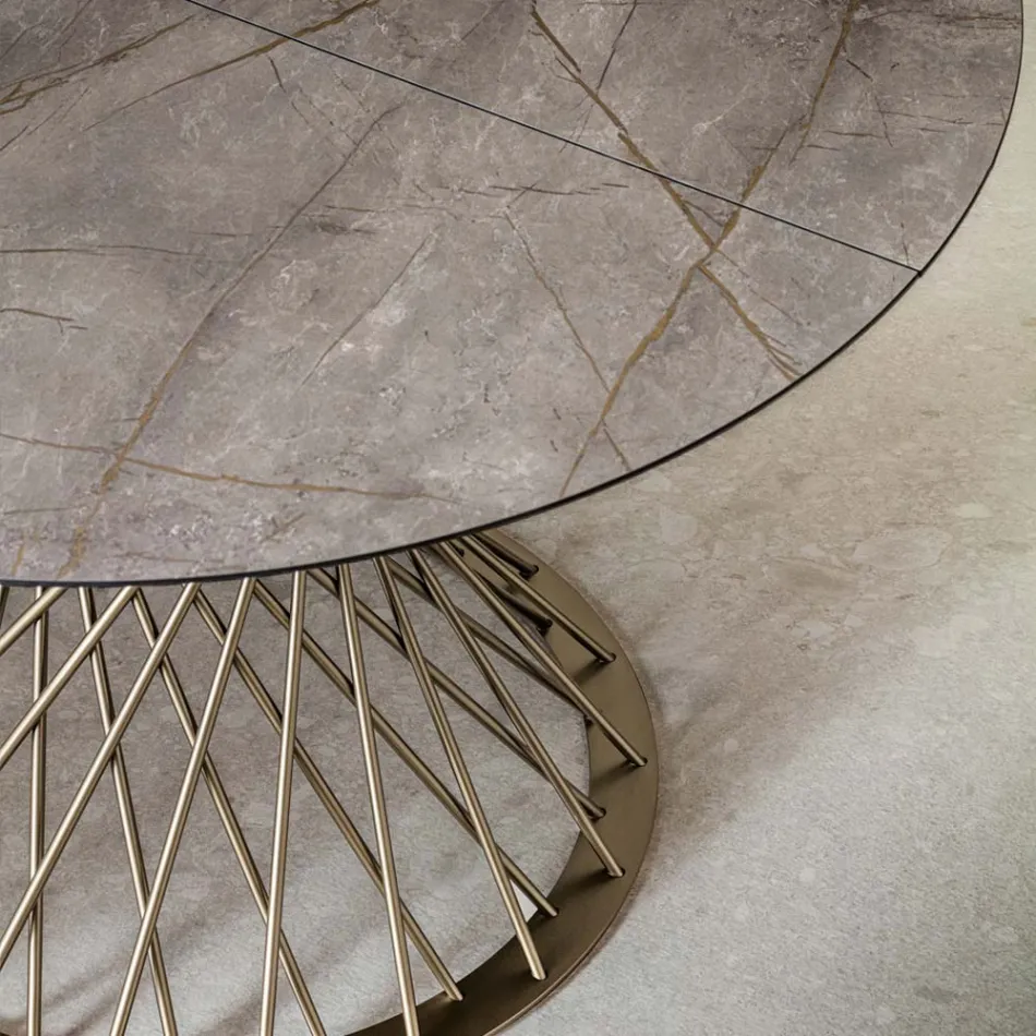 Kulatý stůl rozkládací na 170 cm z kovu a HPL - Sorriso Viadurini