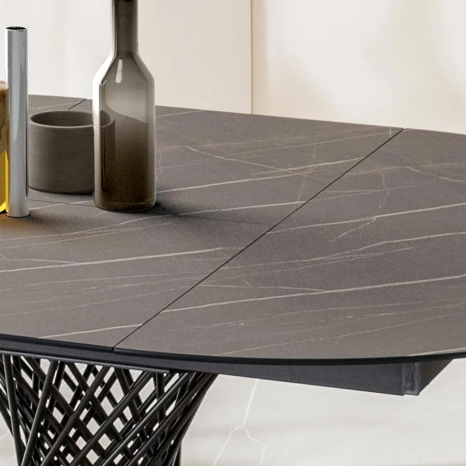 Kulatý stůl rozkládací na 170 cm z kovu a HPL - Sorriso Viadurini