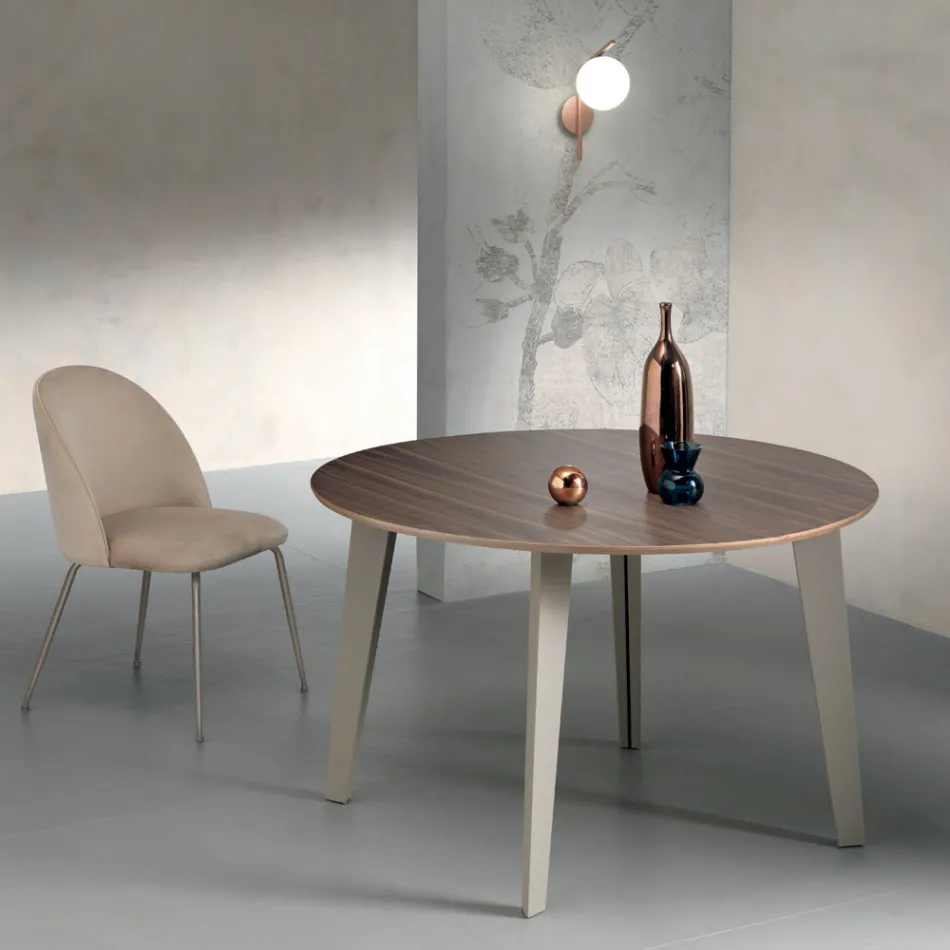 Rozkládací kulatý stůl z dýhy ořechového dřeva Canaletto - Tonico Viadurini