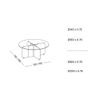 Kulatý stůl s deskou z extra čirého skla a podnoží z šampaňského - Piacere Viadurini