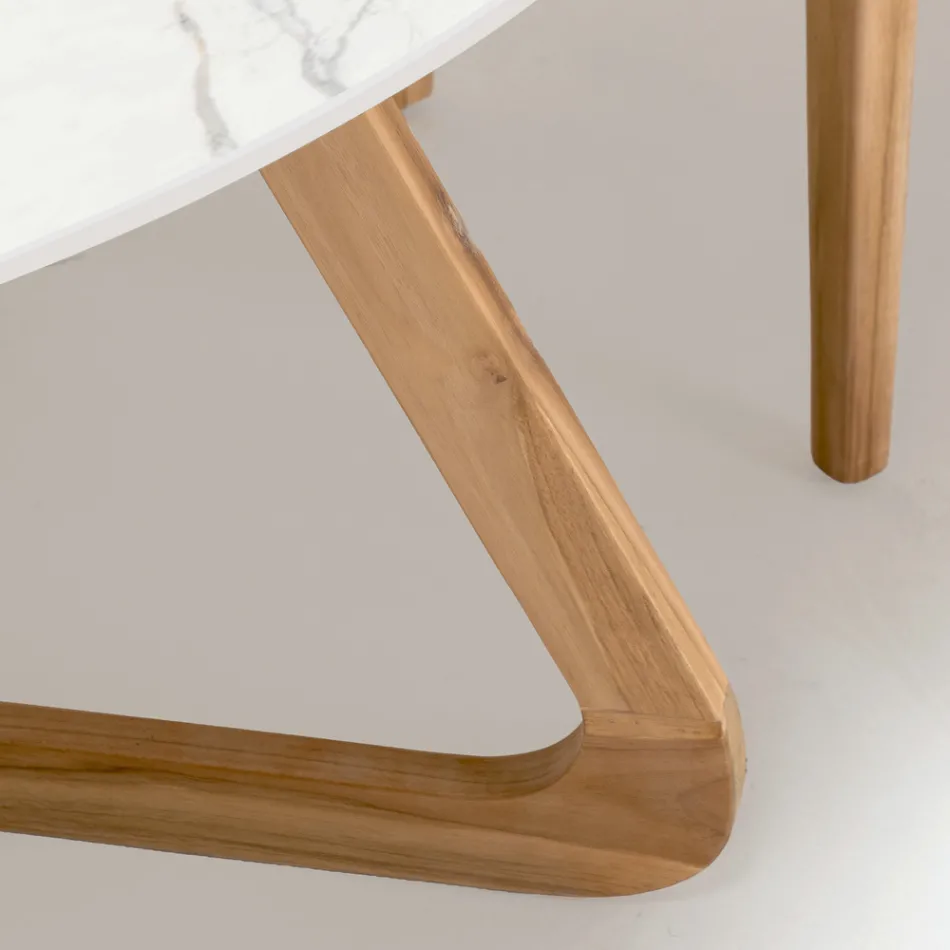 Kulatý venkovní stůl z keramiky Calacatta Oro Made in Italy - Pegaso Viadurini