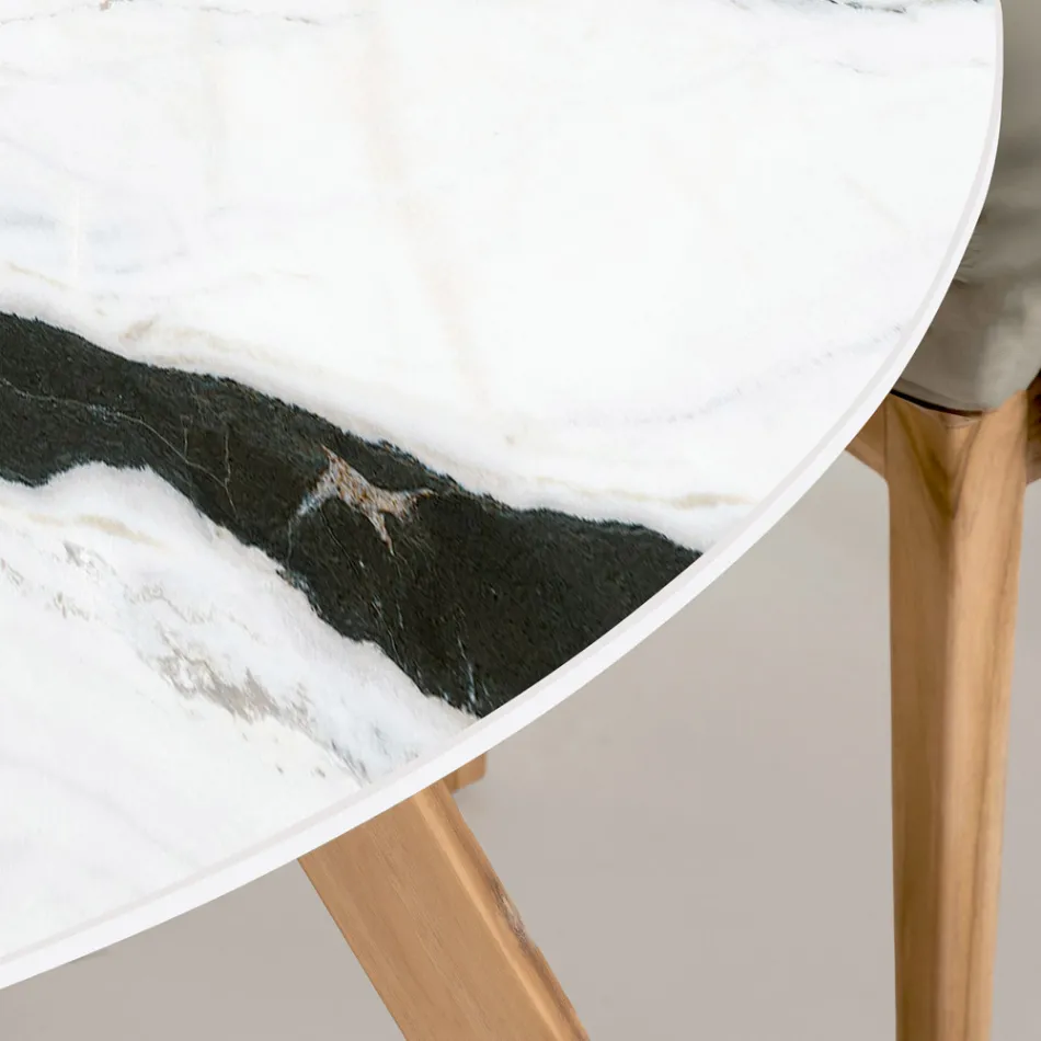 Kulatý venkovní stůl z keramiky Panda White Made in Italy - Pegaso Viadurini