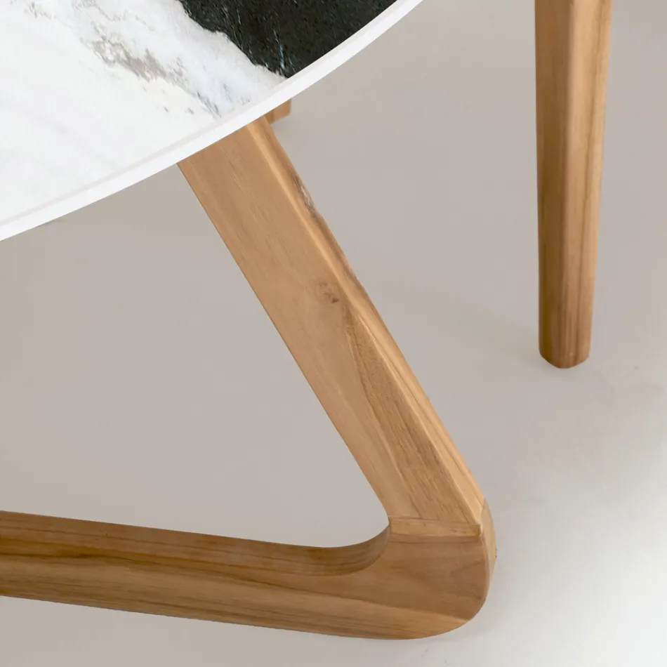 Kulatý venkovní stůl z keramiky Panda White Made in Italy - Pegaso Viadurini