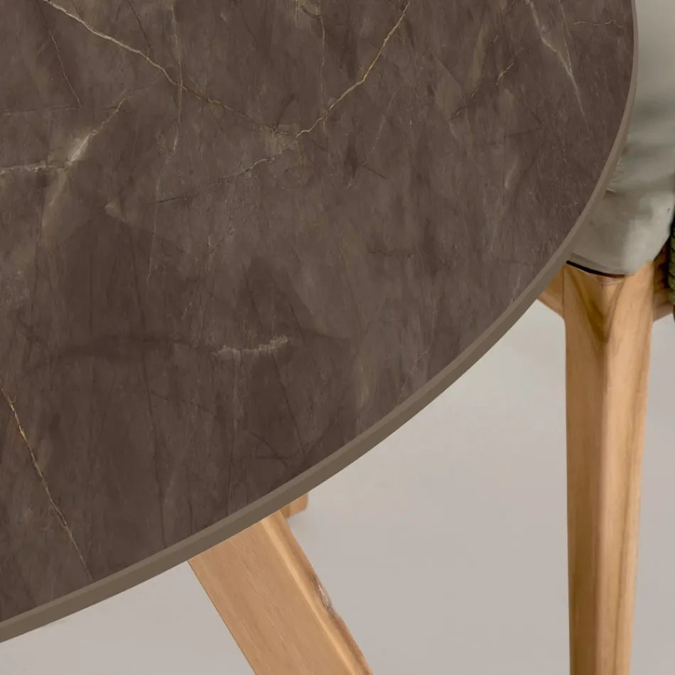 Kulatý venkovní stůl z keramiky Pulpis Brown Made in Italy - Pegaso Viadurini