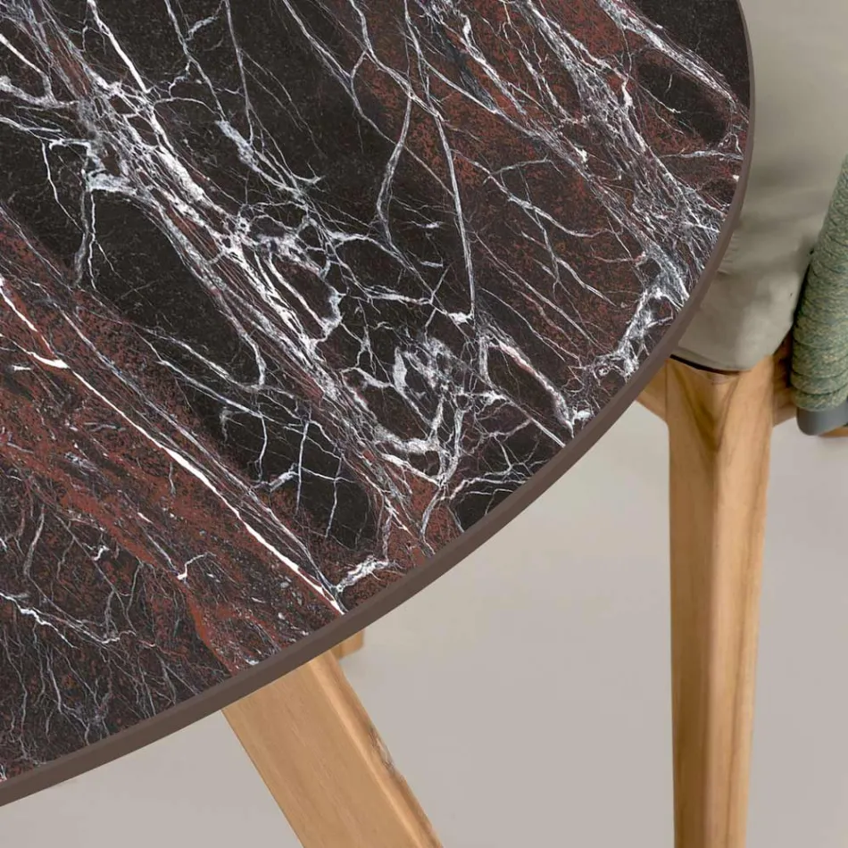 Kulatý venkovní stůl v červeném keramickém Domus Made in Italy - Pegaso Viadurini