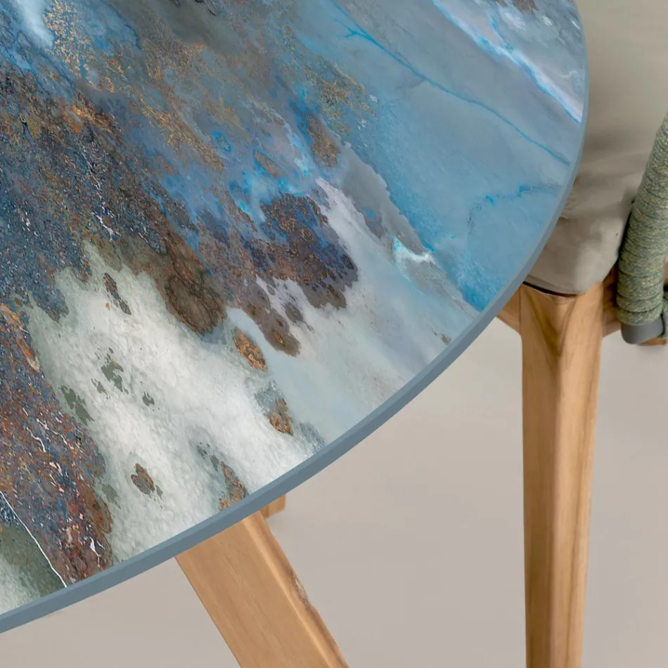 Kulatý venkovní keramický stůl Thunderstorm Made in Italy - Pegaso Viadurini