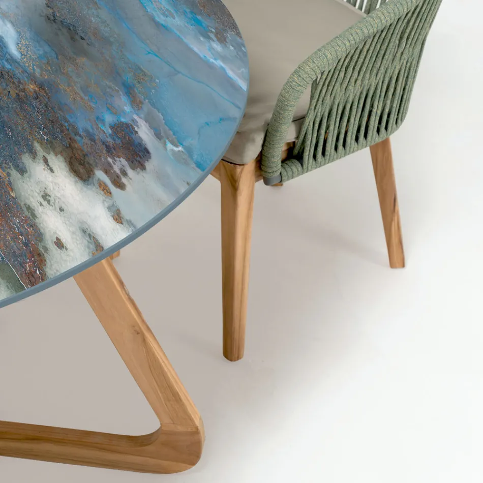 Kulatý venkovní keramický stůl Thunderstorm Made in Italy - Pegaso Viadurini