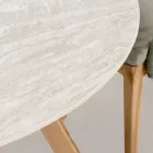 Kulatý venkovní stůl ze světlé travertinové keramiky Made in Italy - Pegaso Viadurini