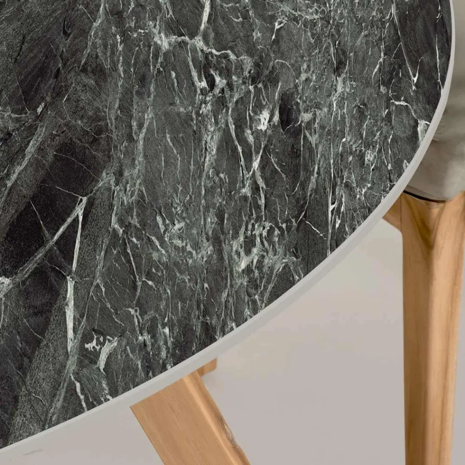 Kulatý venkovní stůl ze zelené keramiky Francie Made in Italy - Pegaso Viadurini