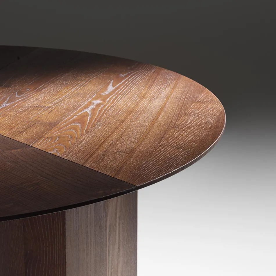 Kulatý jídelní stůl z překližky s dýhou z jasanu - Libra Viadurini