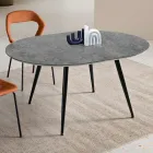 Kulatý šestimístný stůl s MDF deskou a kovovou podnoží - Croma Viadurini