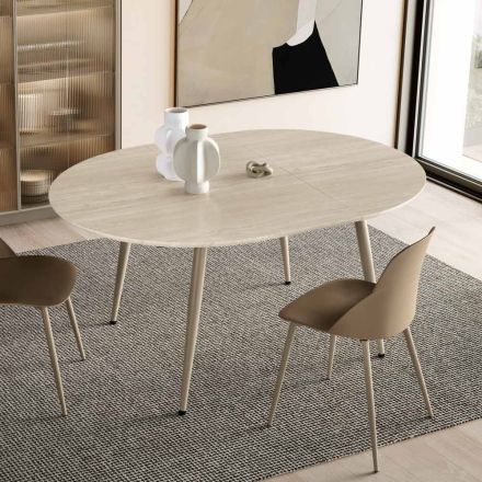 Kulatý šestimístný stůl s MDF deskou a kovovou podnoží - Croma Viadurini
