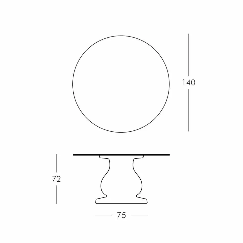 Klasický design kulatý stůl, Ø140 a HPL top - devatenácté století Slide Viadurini