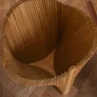 Kulatý designový stůl ze skla a jasanového oleje vyrobený v Itálii - Madame Viadurini