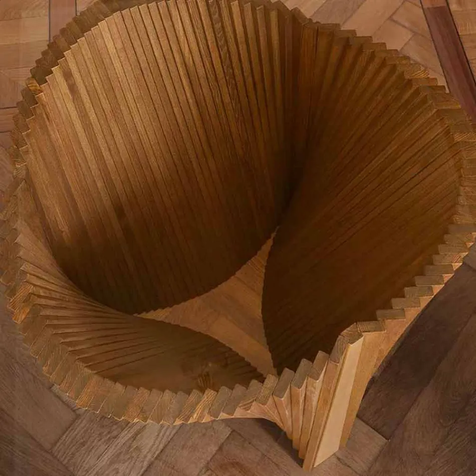 Kulatý designový stůl ze skla a jasanového oleje vyrobený v Itálii - Madame Viadurini