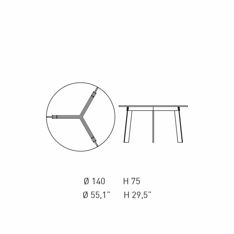 Kulatý stůl v moderním designu z oceli a barevně lakovaného MDF - Aronte Viadurini