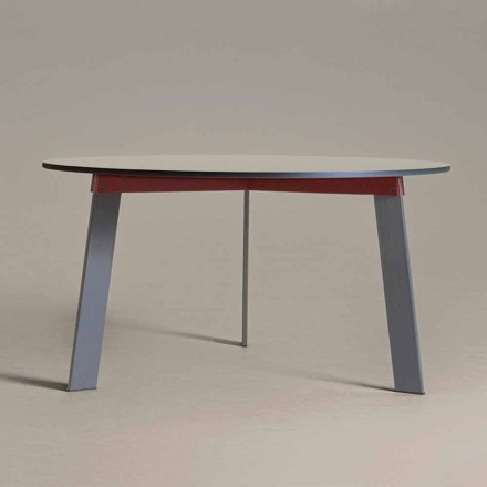 Kulatý stůl v moderním designu z oceli a barevně lakovaného MDF - Aronte Viadurini