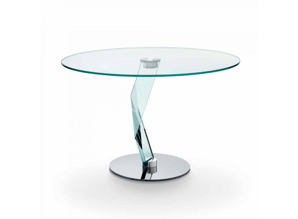 Kulatý stůl moderního designu v extra čirém skle vyrobeném v Itálii - Akka Viadurini