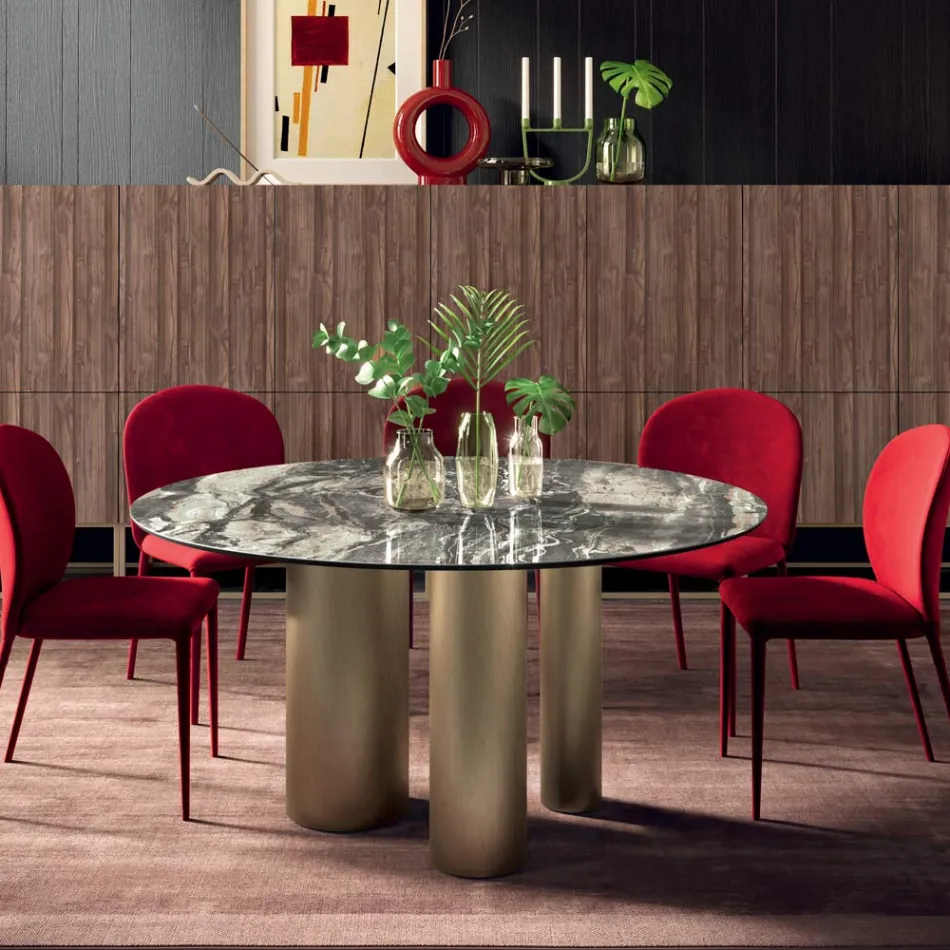 Pevný kulatý stůl s keramickou deskou Made in Italy - Nůžky Viadurini